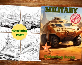 Military Vehicle Coloring Book, 40 Pages (Digital Download)