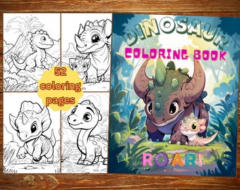 Baby Dinosaur Coloring Book, 52 Images (PDF Download)