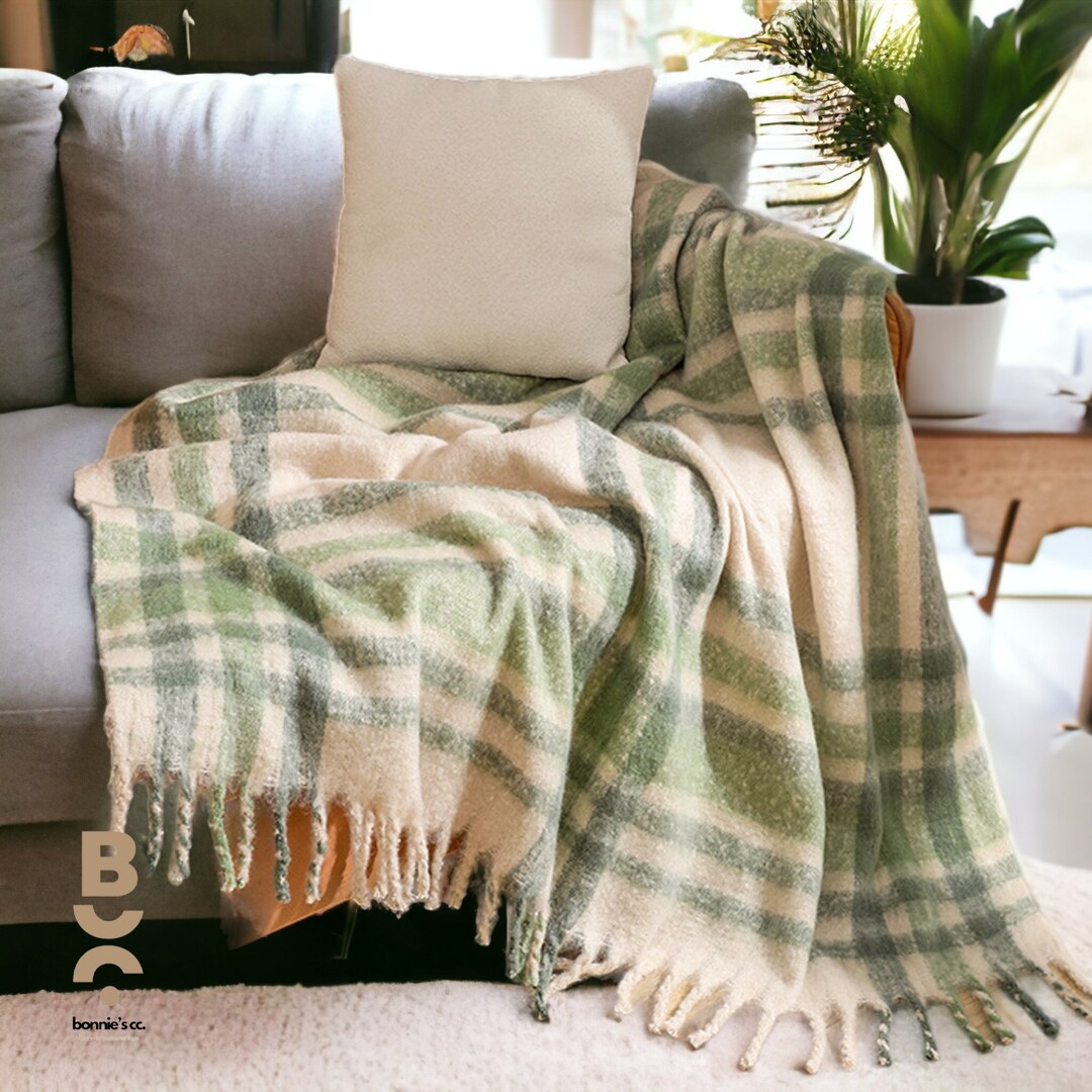 Soft Green Plaid Throw Blanket Plaid Blanket Colourful Etsy UK