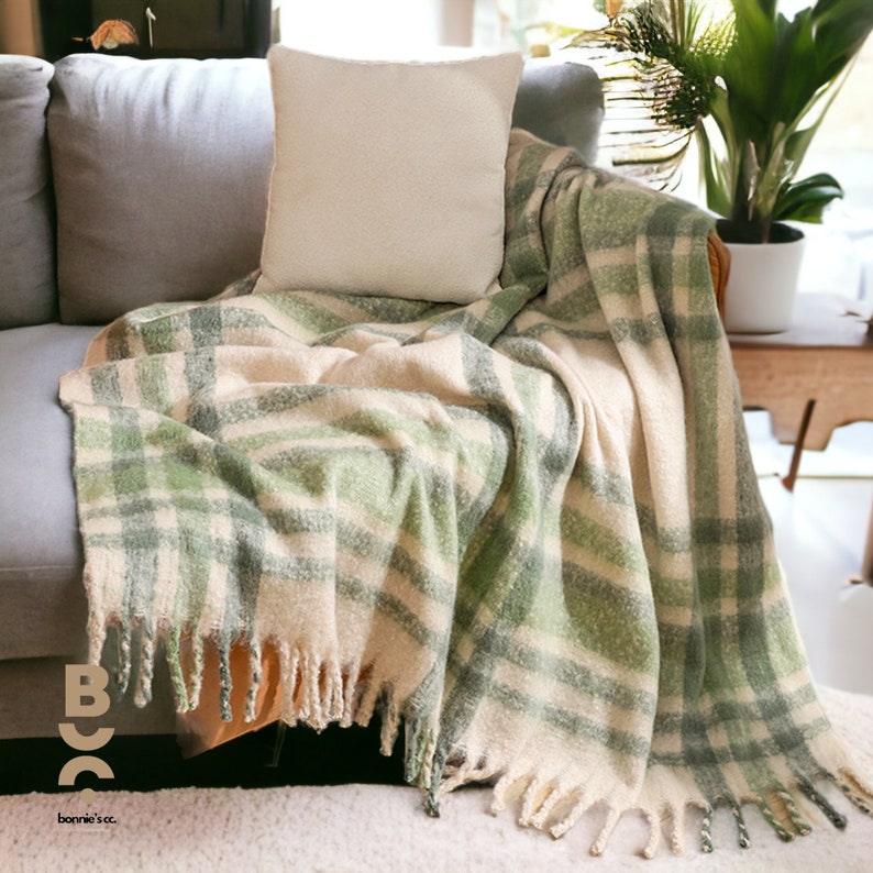 Soft Green Plaid Throw Blanket Plaid Blanket Colourful Etsy UK