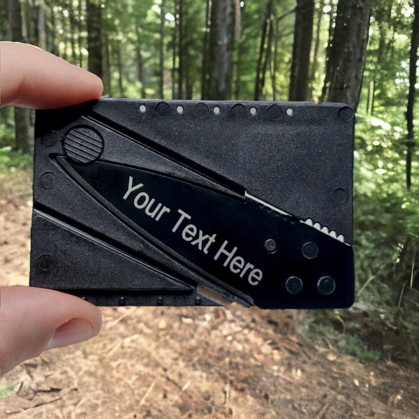 Cuchillo de tarjeta de crédito plegable personalizado - (DESCUENTOS EN PAQUETES) Herramienta de billetera, relleno de medias, regalo para él, EDC, cuchillo de billetera, regalo varonil