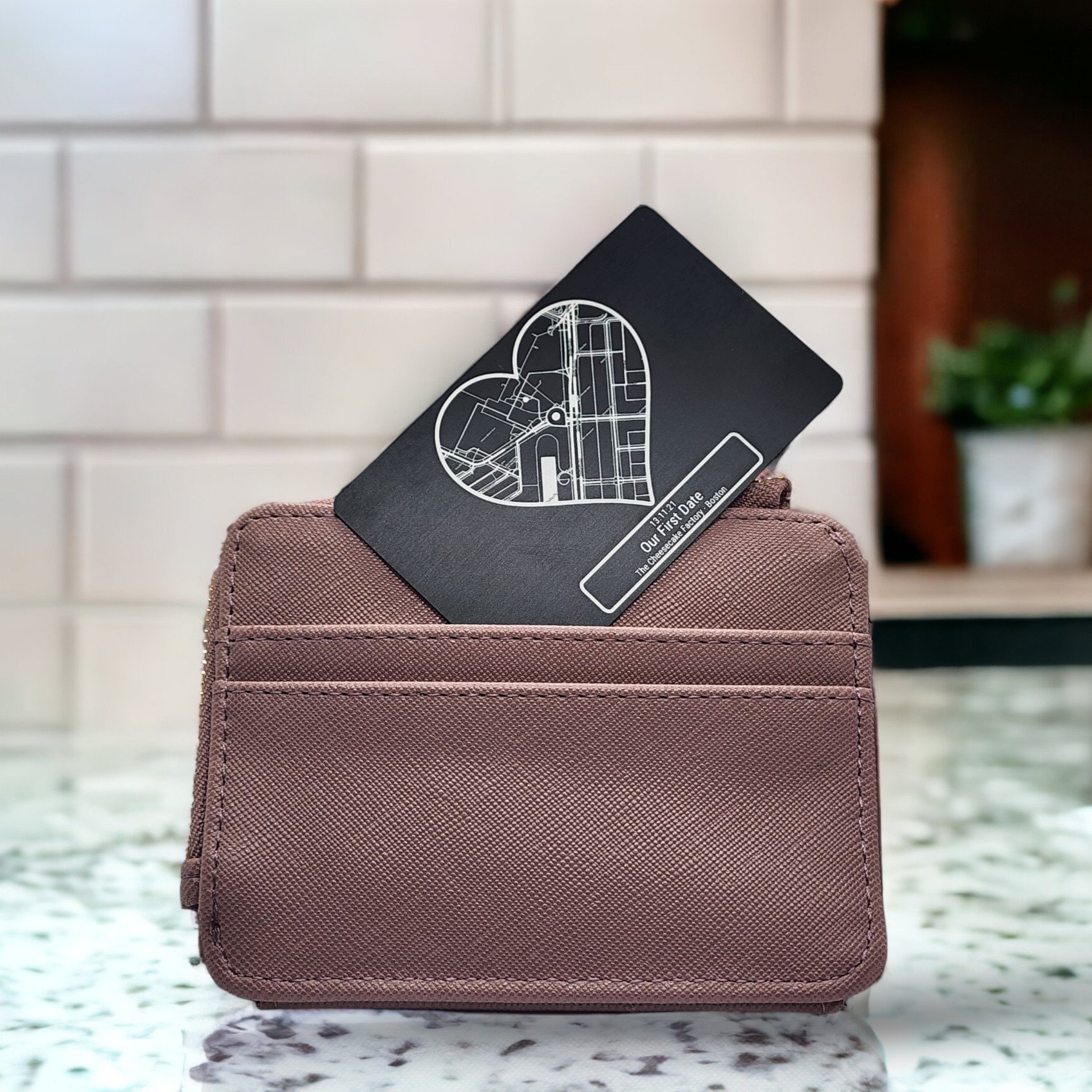 Custom Metal Map Card Laser Etched, Personalized, Love Map, Wallet Card ...