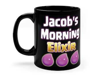 ¡ELIXIR MAÑANA PERSONALIZADO! Taza de café ¡Regalo perfecto para los fanáticos de Clash Royale o Clash of Clans! Impresionante regalo de papá jugador / taza de café personalizada
