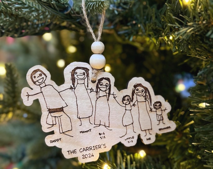 Personalized Ornament from Your/Kid Drawing | Personalized Family Keepsake