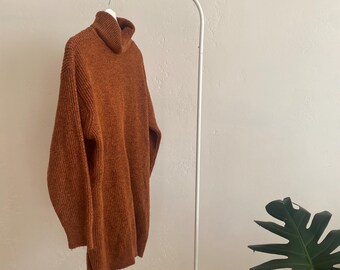 Vintage Brown Turtleneck Knit Sweater