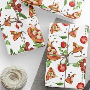Pizza Wrapping Paper - Italian Food Vibes Gift Wrap - Neapolitan Pizza