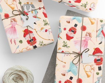 Papel de regalo Cascanueces: Papel de regalo clásico de bailarina navideña