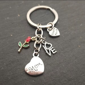 Heart-shaped engraved letter keychain Love pendant