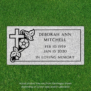 Grave Marker Headstone - 16in x 8in x 3in - personalized, engraved, tombstone, granite headstone