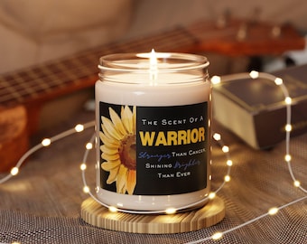 Scent of a Warrior Candle,Cancer Survivor,Chemo,BEAT Cancer,Free Shipping,Scented Soy Candle, 9oz,Cancer Sucks,Health,Floral,Scents,Relax