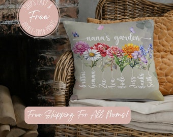 Mothers Day,Personalized Gifts for Family,Grandma Garden Pillow Covers,Custom Throw Pillow Gift for Grandma, Home Decoration,Gifts for Mom