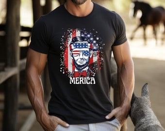 Unisex MERICA TShirt, Abe Lincoln Shirt,Patriotic, 4th of July, Independence Day, Summer, Spring, Warm Weather,Funny MERICA,Humor Shirt