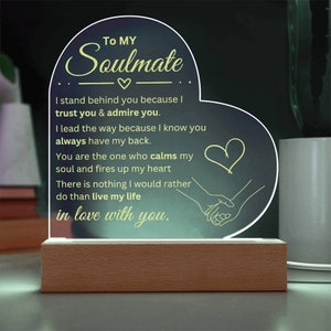 Acrylic Heart Plaque, To My Soulmate, Color Changing Lights, Personalized Gift, Gift For Him, For Her, Birthday, Anniversary,Special Gift