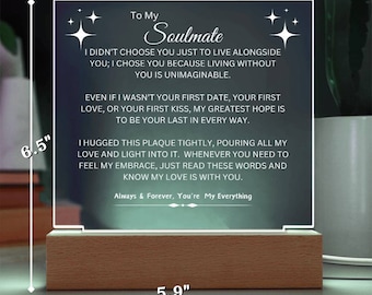 To My Soulmate,Acrylic Plaque Color Change Lights,Birthday Gift,From Him, o Her,From Her,To Him, Fathers Day,Birthday,Anniversary,Nightlight