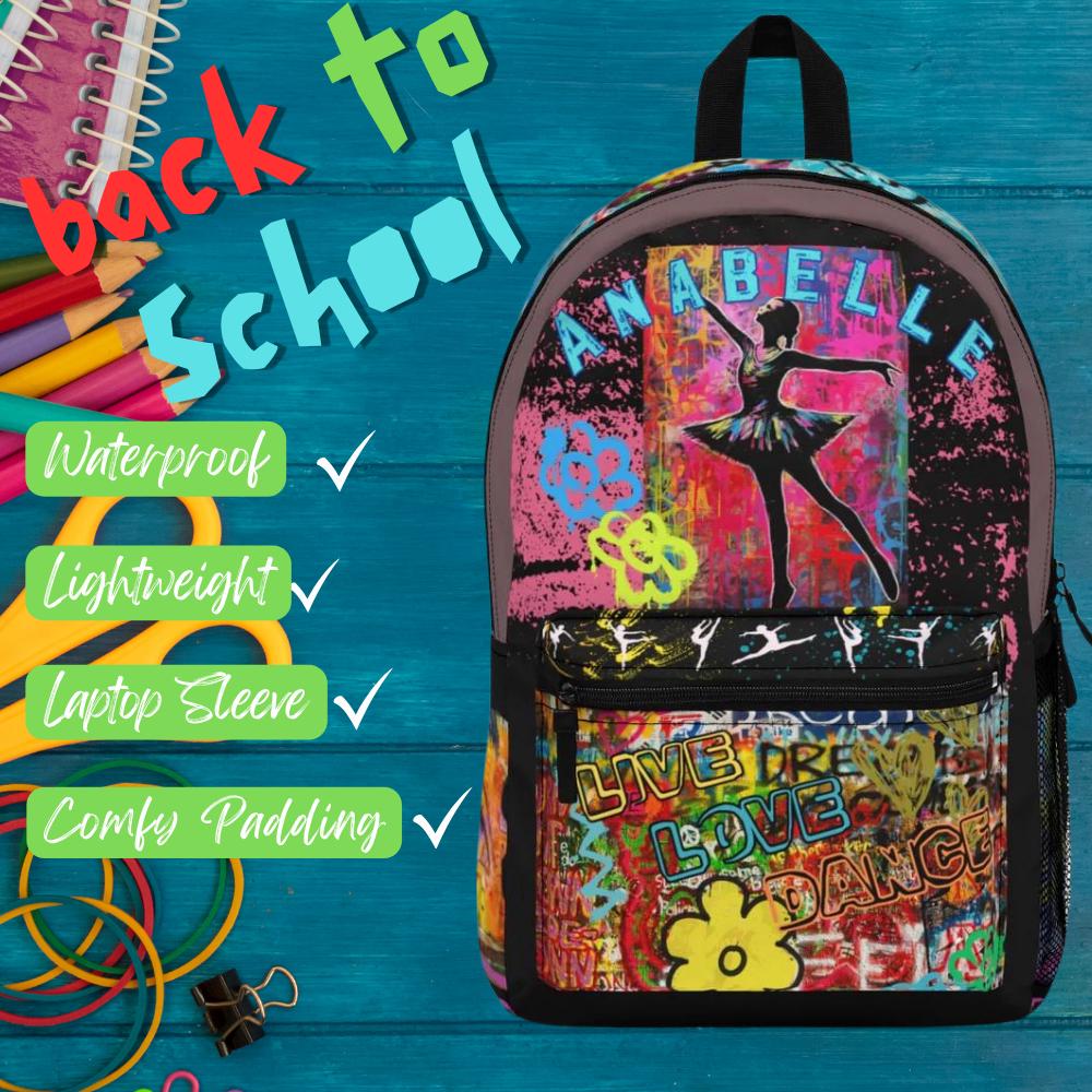 Dancers Themed Personalized Backpack,Back To School, Waterproof, Customizable,Unique For Every Child,Fun Themes,Any Colors,Ships Fast