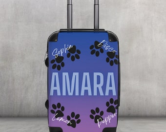 Small Personalized Suitcase, Dog Lover,Paw,Dog Names,Family Dogs,Luggage For Kids,For Kids,For Daughter,From Dad, From Mom,Birthday,Travel