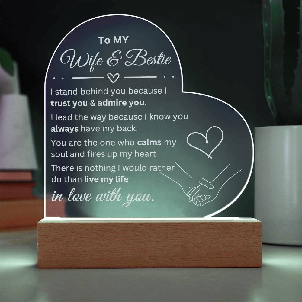 Acrylic Heart Plaque, To My Soulmate, Color Changing Lights, Personalized Gift,Free Shipping, For Her, Birthday, Anniversary,Special Gift