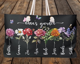 Large Tote Bag For Mom,Mothers Day Gift,Cute Gift for Her,CustomShoulder Bag,Reusable Grocery Bag, For Mother Bag,Weekender Bag,Birth Flower