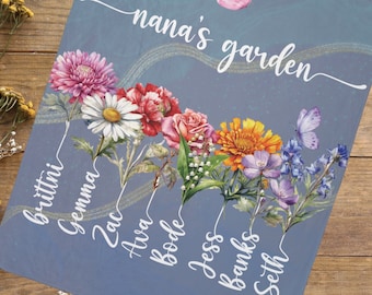 Decken für Mama, Muttertag, Premium-Fleece werfen, Garten-Thema, Geburtsblumen, personalisiert, individuelle Decken, für Oma, Omas Garten, Design9
