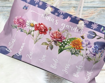 Large Tote Bag For Mom,Mothers Day Gift,Cute Gift for Her,CustomShoulder Bag,Reusable Grocery Bag, For Mother Bag,Weekender Bag,Birth Flower