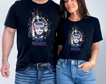 Unisex MERICA TShirt, Abe Lincoln Shirt,Patriotic, 4th of July, Independence Day, Summer, Spring, Warm Weather,Funny MERICA,Humor Shirt