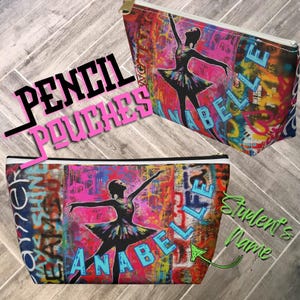 Pochette à crayons personnalisée sur le thème des danseuses,Rentrée scolaire,Sac à lunch,Personnalisable,Unique pour chaque enfant,Thèmes amusants,Toutes les couleurs,Expédié rapide