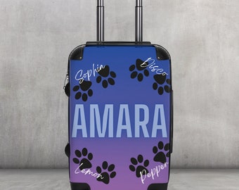 Medium Personalized Suitcase,Dog Lover,Paw,Dog Names,Family Dogs,Luggage For Kids,For Kids,For Daughter,From Dad, From Mom,Birthday,Travel