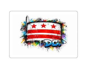 Adesivo com a bandeira de Washington DC | Adesivo recortado em estilo grafite