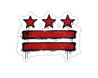 Adesivo com efeito desgastado de três estrelas e listras | Adesivo recortado