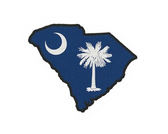 Adesivo com a bandeira da Carolina do Sul | Adesivo recortado com efeito de lua e palmeira
