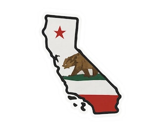 Adesivo da Bandeira do Urso da Califórnia | Decalque Estadual com Corte Especial