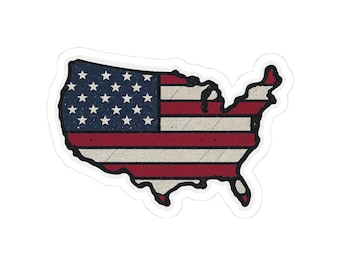 Adesivo com a Bandeira Americana e Mapa dos EUA | Decalque Patriótico Recortado