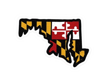 Adesivo com o contorno da bandeira de Maryland | Adesivo recortado no formato do estado - Estilo grafite