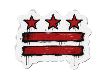 Ímã com a bandeira de Washington D.C. e três estrelas em grafite | Ímã recortado