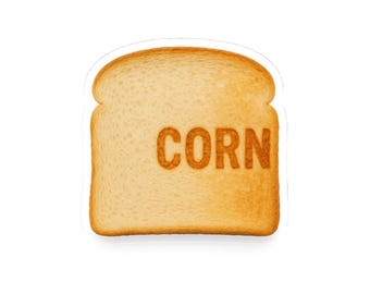 Adesivo com a frase "Torrada com MILHO" | Adesivo com corte especial