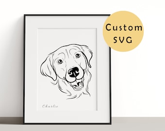 Custom Dog Portrait, Line Drawing, Dog Sketch, Cat SVG Art, Dog Outline, Printable Pet Portrait, Cricut Pet Design, SVG Pet Portrait