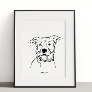 Custom Pet Portrait, Dog Line Drawing, Personalised Pet Art, Dog Illustration, Dog Portrait, Dog Sketch, Dog Outline, Printable Pet Portrait