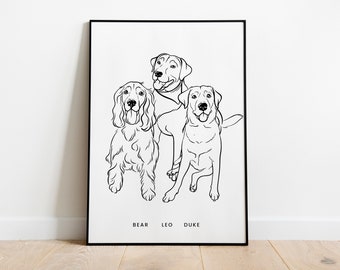Сustom 4 Pets Potrait
