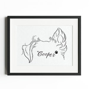 Custom Pet Ears, Pet Ears Line Drawing, Pet Line Art Gift, Pet Outline, Digital line drawing, Tattoo Commission, Dog Portrait Gift