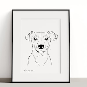 Custom Dog Portrait, Line Drawing, Pet Art, Line Dog Portrait, Dog Sketch, Line Art Gift, Dog Outline, Printable Pet Portrait, Pet Outline