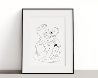 Custom Portrait From Photo, Couple Gift, Family Illustration, Faceless Portrait, Couple Line Drawing Art, Family Art, Engagement Gift