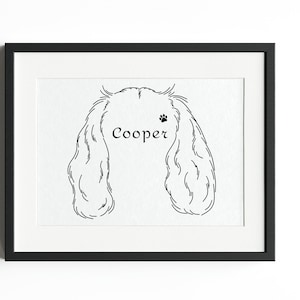 Custom Pet Ears, Pet Ears Line Drawing, Pet Art, Line Art Pet Ears, Pet Outline, Digital Line Drawing, Tattoo Commission, Cat Ears Gift