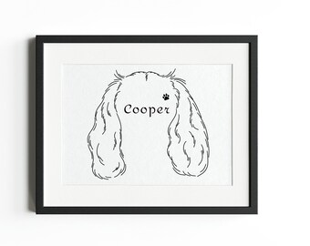 Custom Pet Ears, Pet Ears Line Drawing, Pet Art, Line Art Pet Ears, Pet Outline, Digital Line Drawing, Tattoo Commission, Cat Ears Gift