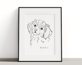 SVG Custom Pet Portrait - Dog Portrait Minimal Line Art