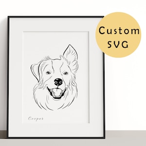 Custom Dog Portrait, Pet Art, Line Dog Portrait, Line Art Gift, Dog Outline, Printable Pet Portrait, Wedding Napkins, Cups, Pet Outline Tags