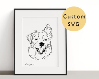 Custom Dog Portrait, Pet Art, Line Dog Portrait, Line Art Gift, Dog Outline, Printable Pet Portrait, Wedding Napkins, Cups, Pet Outline Tags