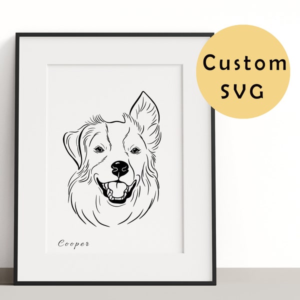 Custom Dog Portrait, Pet Art, Line Dog Portrait, Line Art Gift, Dog Outline, Printable Pet Portrait, Wedding Napkins, Cups, Pet Outline Tags