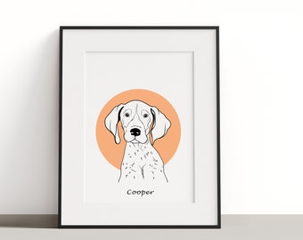 Custom Dog Portrait, Pet Art, Line Dog Portrait, Dog Sketch, Line Art Gift, Dog Outline, Printable Pet Portrait, Dog Outline, Pet Outline