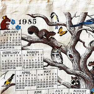 Vintage 1985 Calendar Linen Wall Hanging With Forest/woodland Creatures  deer, Racoons, Birds, Owl Rustic, Farmhouse Decor - Etsy