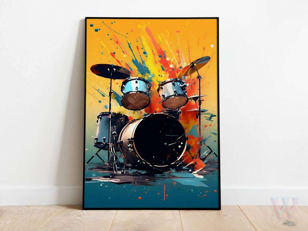 Drum Poster, Drum Kit Wall Art, Drum Kit Art Print, Drums Poster